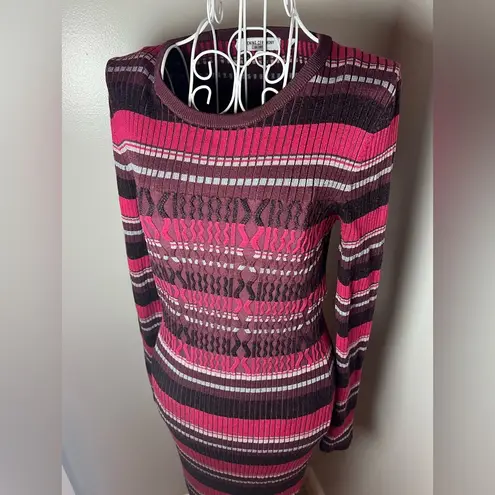 Opening Ceremony Rib Stripe Knit Dress Cable Long Sleeve Size M Slit Bodycon