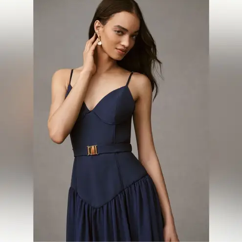 Hutch NEW Bustier Drop Waist Evening navy Gown Sz 6