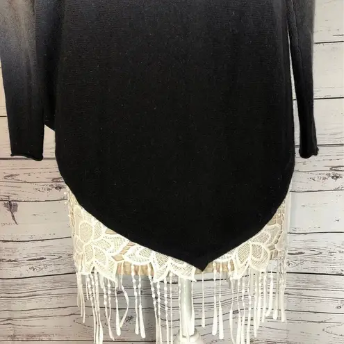 C By Bloomingdale's Dip Dyed Cashmere Asymmetrical Sweater black tan size XS Brown