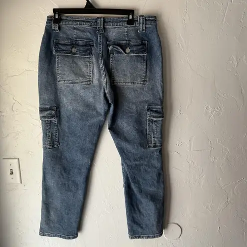 Kancan Jeans Womens 9 28 Cargo Utility Denim Straight Leg Pocket Stretch Pants Blue