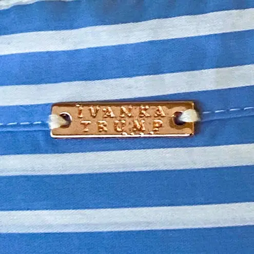 Ivanka Trump Crisp Blue White Striped Cotton Side Tie Popover ~ Women's MEDIUM