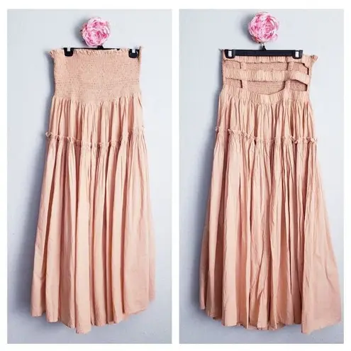 ASOS  Apricot Smocked Strapless Midi Dress