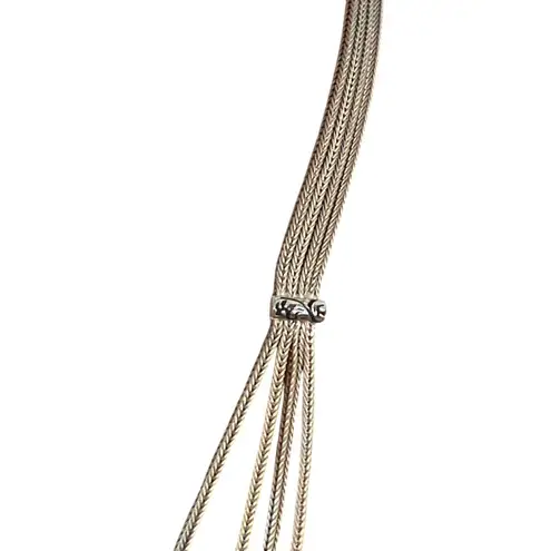 Vintage Gold Tone Edwardian Multi Strand Necklace Ornate Pendant Fringe Tassels