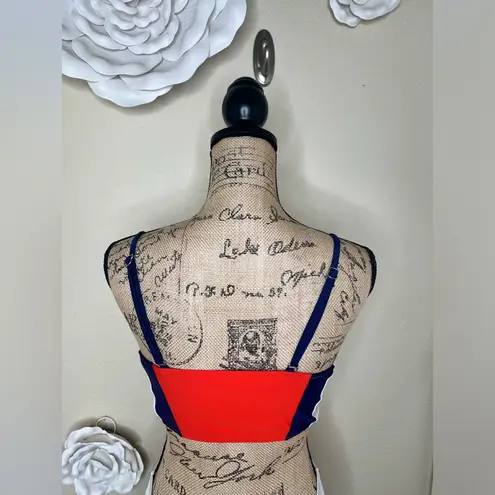 Cupshe NTM: Orange, Blue & White Colorblock Bikini Set w Adjustable Straps Sz M