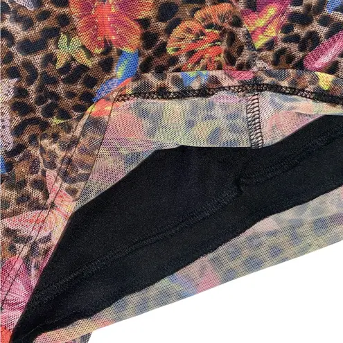 Blue Jasmine Leopard Butterfly Mesh slip Mini Dress spaghetti strap Multicolor Pink Size L