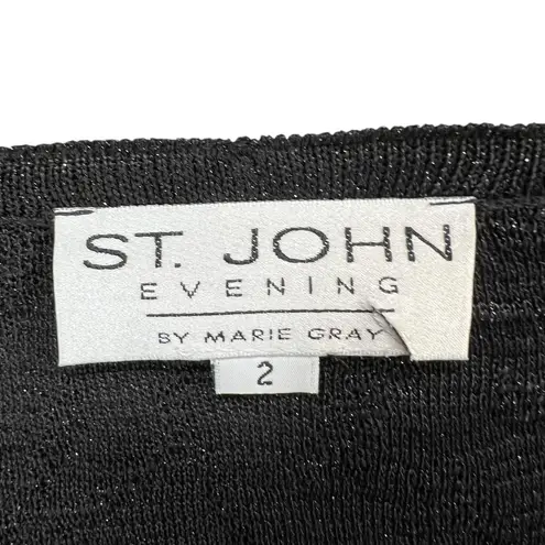 St. John Evening Cardigan 2 Black Sparkly Metallic Sweater Quiet Luxury Vintage
