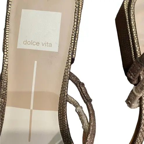 DV by Dolce Vit Dolce Vita Bronze Haize Leather Strappy Slides Heel Sandals  Shoes Sz 6.5