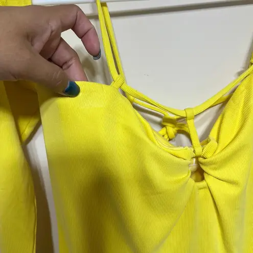 Not Yours To Keep Sunny Yellow Ribbed Midi Dress M Women Size M