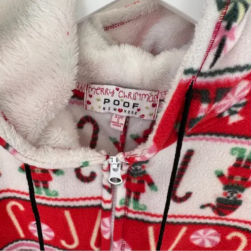 Poof New York Festive Red and Green Holiday Christmas Soft & Fuzzy Onesie Size S
