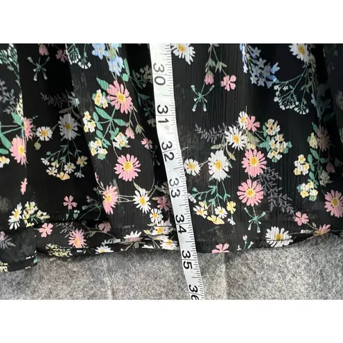 Gypsies & Moondust Babydoll Dress Womens L Black Floral Sheer Fairy Peasant Boho