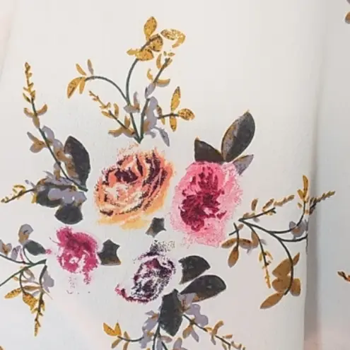 Staccato Stitch Fix White Floral Crepe Ruffle Cold Shoulder Blouse Size Small