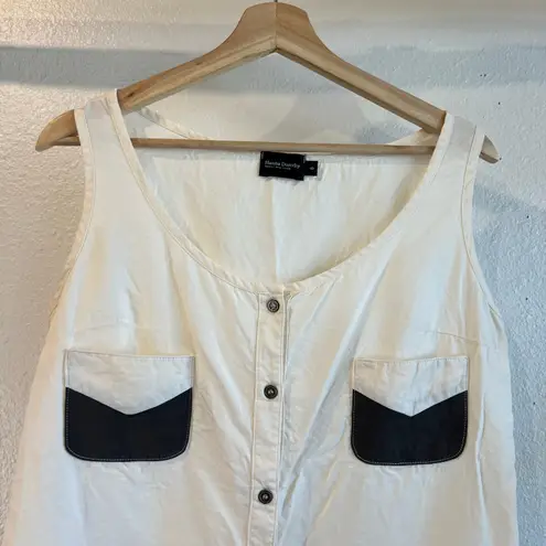 Hanna Dorothy Cream Utility Made in Canada Handmade Tencel Tank Top Size 6 White