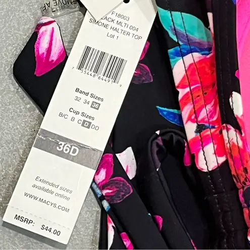 NEW Sundazed Black Tropical Floral Multi Wrap Style Simone Bikini Top size 36D