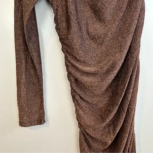 Bishop and Young NWT Rose Gold Metallic One Sleeve Bodycon Dress Size M