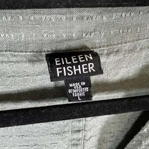 Eileen Fisher ‎ Linen Button Front Jacket Shaket Green Size Large Boho Minimalist
