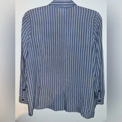 J.Jill  women’s Striped Button Down‎ Blouse small petite Blue White lightweight