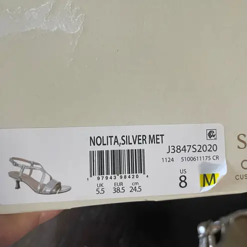 LifeStride Nolita Silver Metallic Strappy Kitten Heel Sandals Women Size 8M