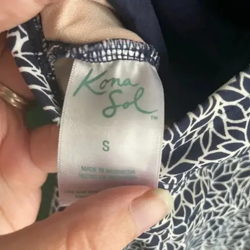 Kona Sol  High Waisted Tankini Set Top & Bottoms Blue Size S Small EUC‎ 2 piece