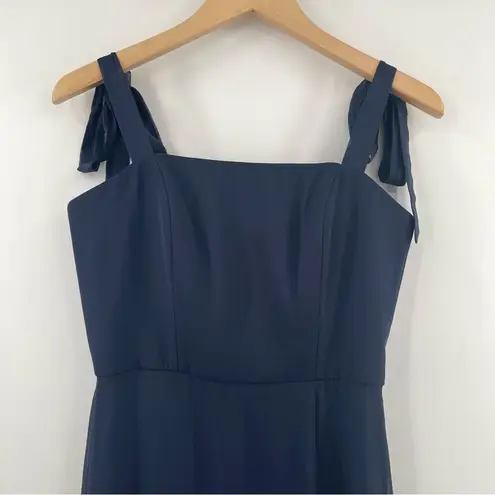 DESSY COLLECTION Dress Tie Chiffon Bridesmaid Gown Maxi Prom Navy Bridal SZ 4