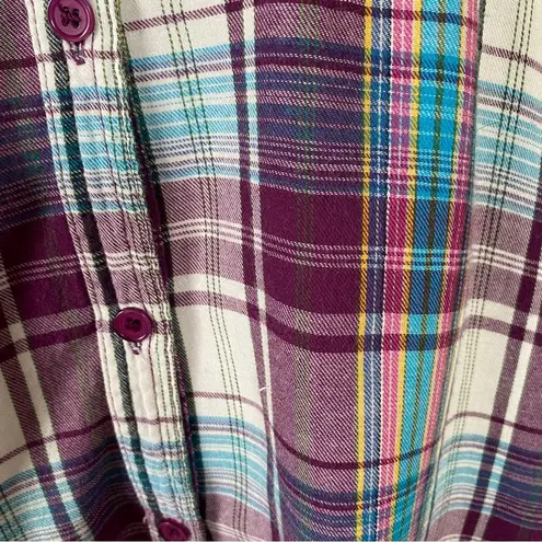Laura Scott women’s XL purple plaid collared long sleeve button down shirt