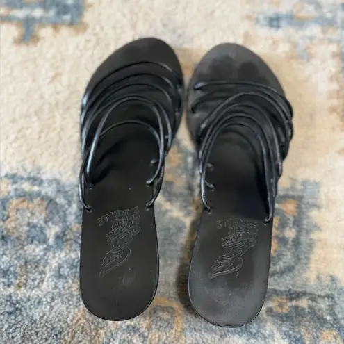 Ancient Greek Sandals Black Minimalist Strappy Sandals Size 38/7.5