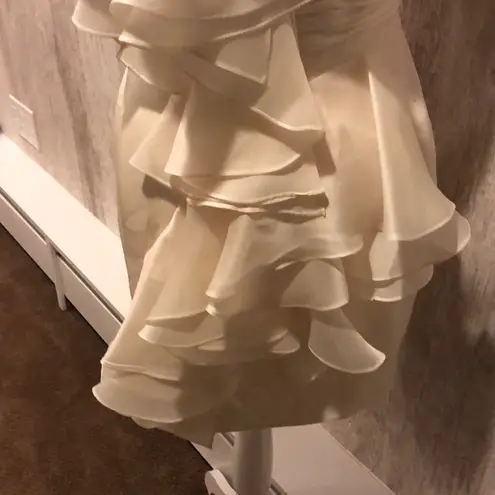 Marchesa Notte Ivory Silk One Shoulder Dress