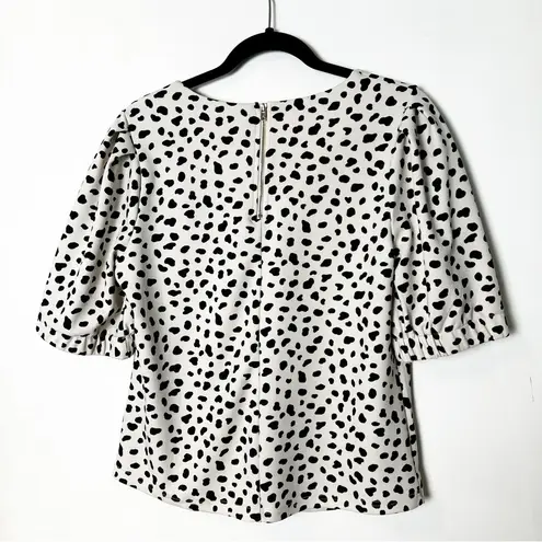 MELLODAY  - Women’s Animal Print Blouse Back Zipper Black & White - Sz.‎ M