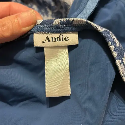 ANDIE Baja Halter Swim dress + Bikini Bottom Denim Floral Blue sz Small NWOT