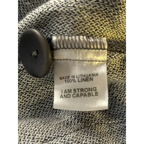 Flax Linen Blue Gray Button Down Jacket Coat Pockets Women's Small Shacket