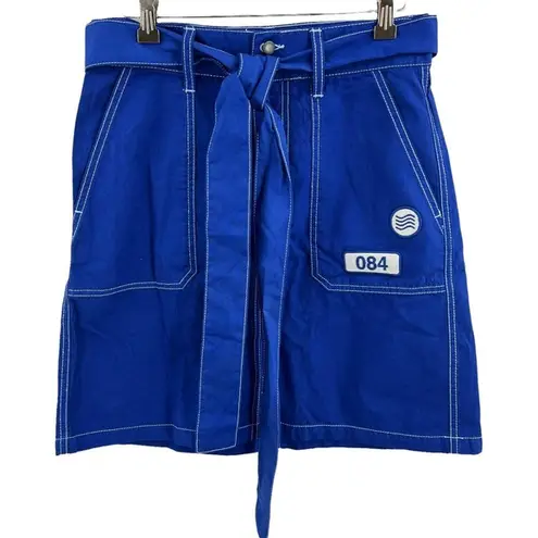 GAS Jeans Blue Nausyca Utility Belted Skirt Patches Size 27 / 4 New