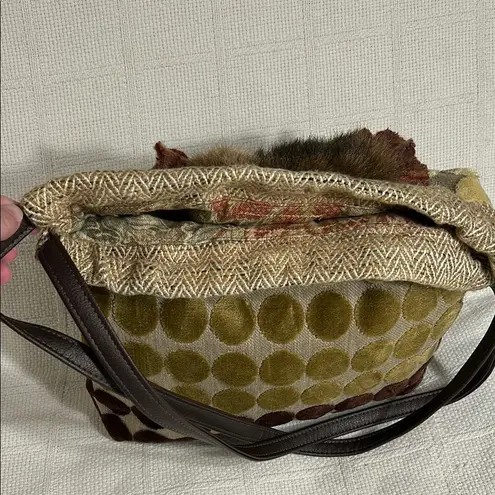 Handmade Unique Multi-Color Fur Accent Shoulder Bag