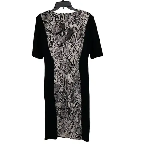 Maggy London Black Snakeskin Print Knit Sheath Dress Womens Size 10 Career