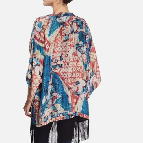 Figue Nomad Silk Patterned Fringe Kimono Red Size undefined