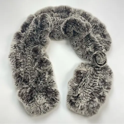 Marja Kurki Fur Scarf Rex Rabbit Rosette Women Elegant Dress Winter Pull