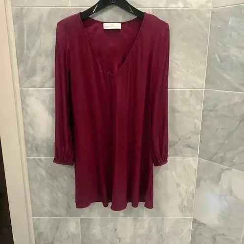 Amanda Uprichard  Burgundy Julianna Long Sleeve Mini Dress Size Petite Xsmall
