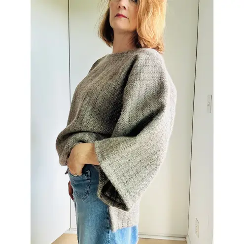 Handmade Wool Pullover Top Beachy Minimalist Hippie Boho Unisec Style Size L Gray