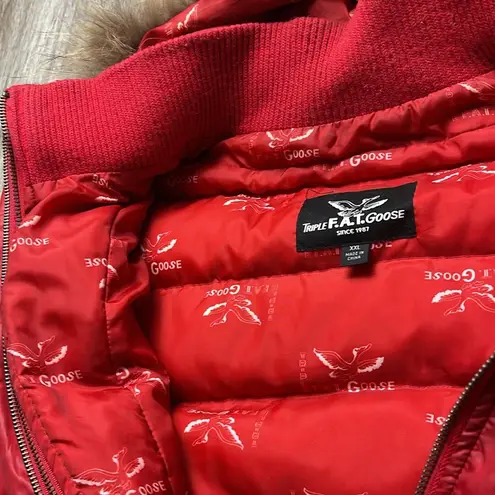 Triple F.A.T Goose Puffer Jacket w/ Fur Hood Size XXL Red