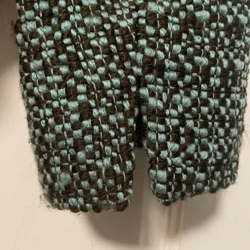 J. Jill Women’s Tweed Cropped Jacket Blazer Turquoise Green Lined Size 6
