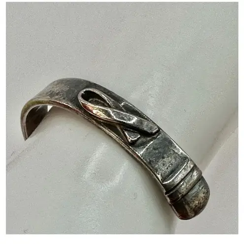 Until there's a cure breast cancer awareness silver cuff bracelet