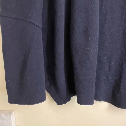 Carla Pontes Oversized Open Front Wool Wrap Cardigan Coat Navy One Size Blue Size undefined