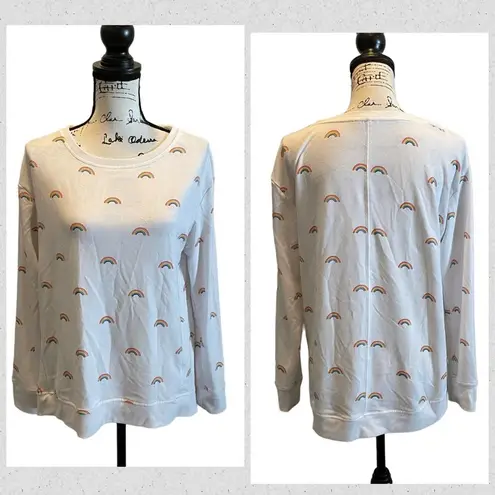 Jane and Delancey Rainbow Sweatshirt White Small Lightweight pullover