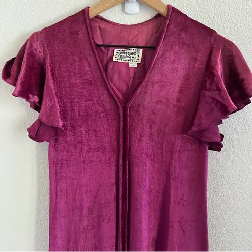 Vintage Corky Craig California Maroon Velour Dress Maxi Small