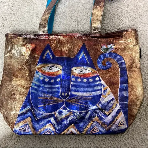 Laurel Burch Artistic Cat Tote Blue