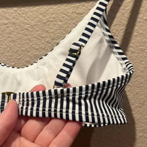Xhilaration  Women’s Bikini Top Striped Navy Blue White Nautical Preppy Small