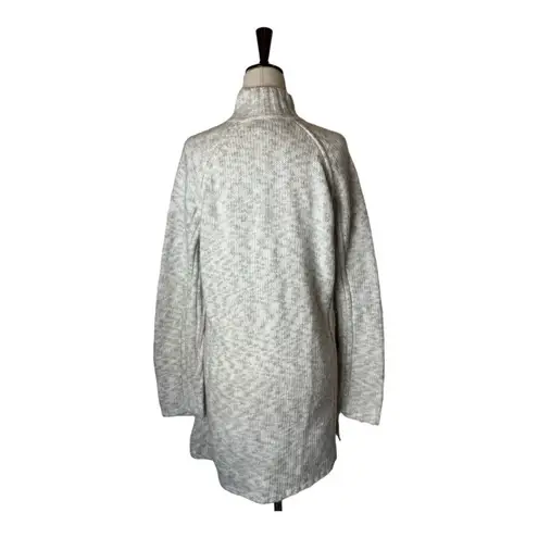 Michael Stars Ivory And Tan Heathered Mock Neck Long Line Cardigan Sweater 2