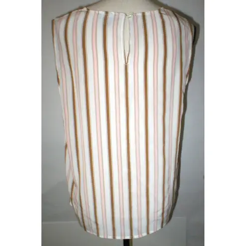 NWT $278 Worth New York Womens 12 Blouse Top Designer Silk Pink Brown White Work