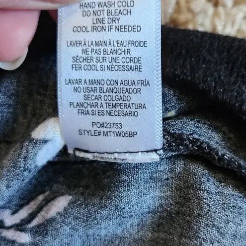 Bobeau Studio B By 3/4 Sleeve Split Neck Blouse Floral Black Multicolor Size L