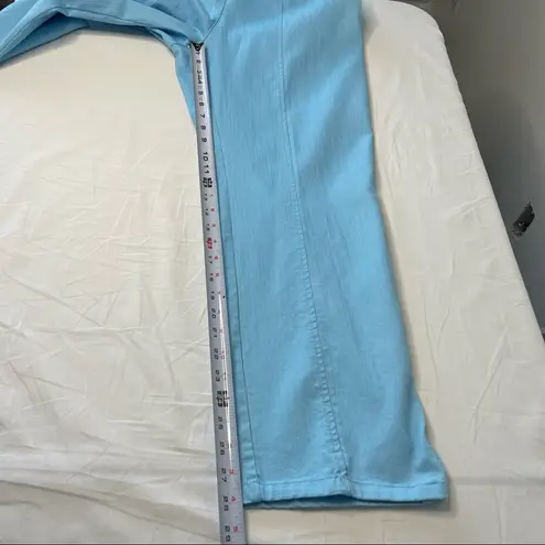 Cathy Daniels Cathy Daniel’s Straight Leg Pull On Jean Pants M Stretch Aqua Blue Slubbed