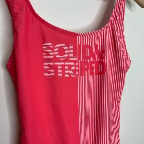 Solid & Striped Logo Print Anne Marie Onepiece Swimsuit Pink Womens Low Back