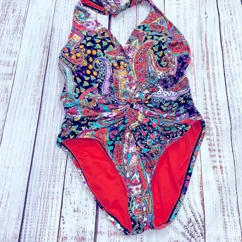 Kenneth Cole  paisley floral one piece swim suit size large